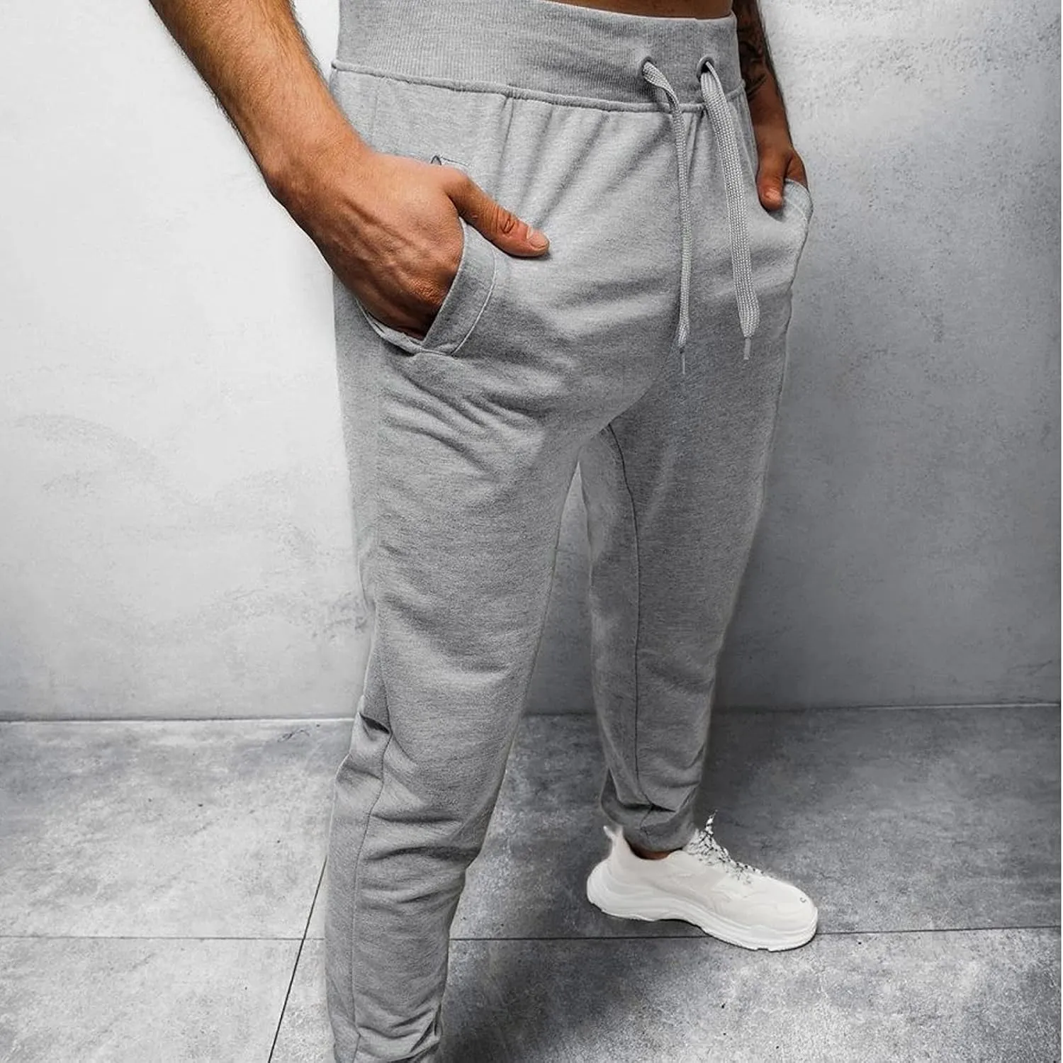 Cargo Pants for Men Big and Tall, Athletic Casual Open Bottom Cargo Sweatpants with Pockets Men's Cotton Sweatpants