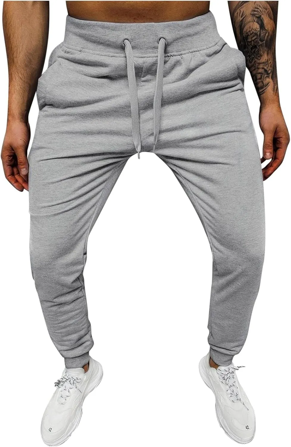 Cargo Pants for Men Big and Tall, Athletic Casual Open Bottom Cargo Sweatpants with Pockets Men's Cotton Sweatpants