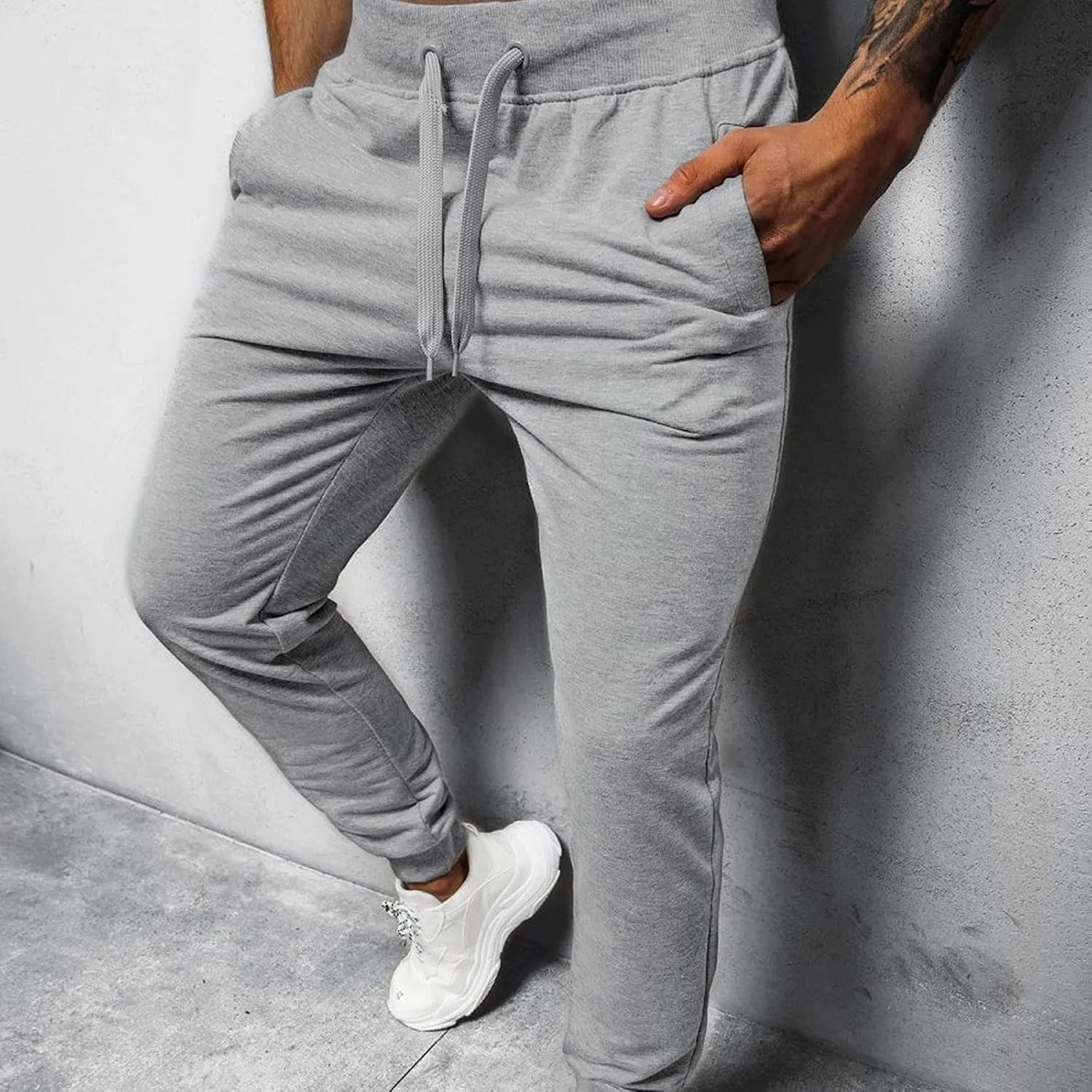 Cargo Pants for Men Big and Tall, Athletic Casual Open Bottom Cargo Sweatpants with Pockets Men's Cotton Sweatpants