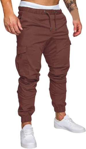 Cargo Pants for Men Relaxed Fit Sweatpants Loose Fit Open Bottom Mesh Athletic Pants with Zipper Pockets Men's Cargo