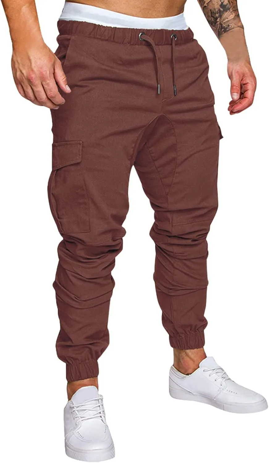 Cargo Pants for Men Relaxed Fit Sweatpants Loose Fit Open Bottom Mesh Athletic Pants with Zipper Pockets Men's Cargo