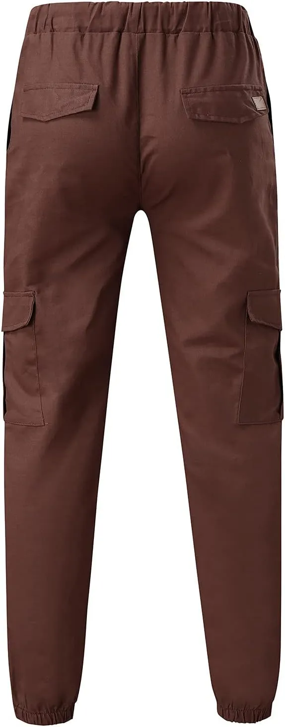 Cargo Pants for Men Relaxed Fit Sweatpants Loose Fit Open Bottom Mesh Athletic Pants with Zipper Pockets Men's Cargo