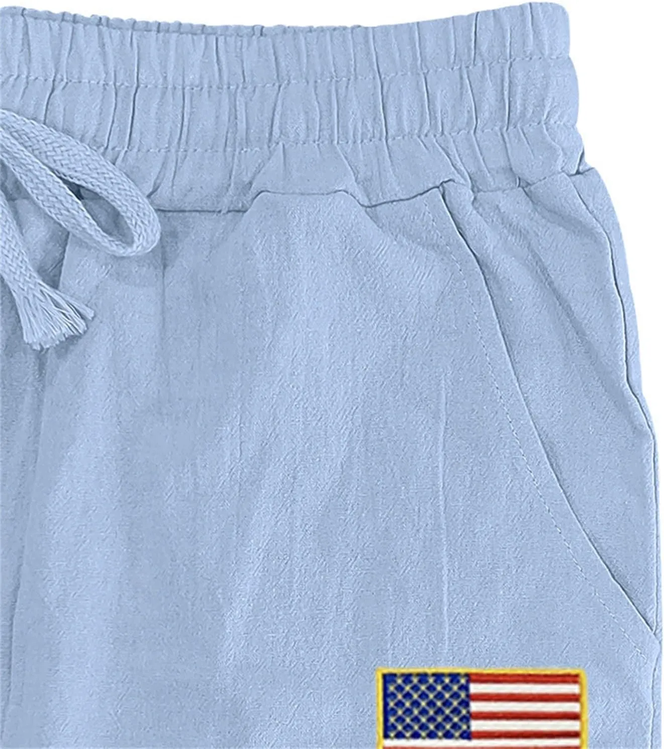 Cotton Linen Cargo Pants Men Baggy Elastic Waist Sweatpants Relaxed Fit Lightweight Wide Leg Pants Hip Hop Trousers
