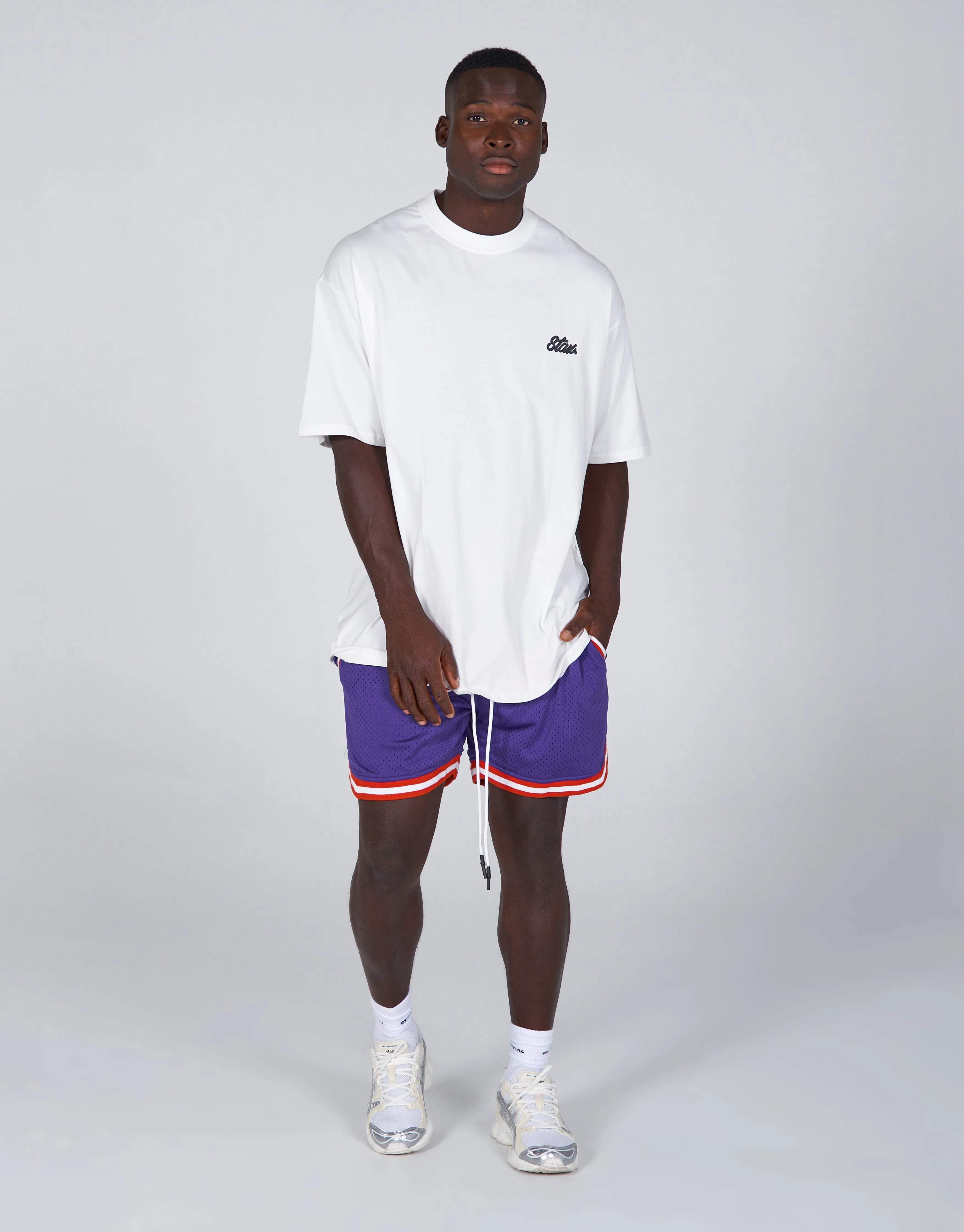 Court Drip Basketball Tee - White & Black