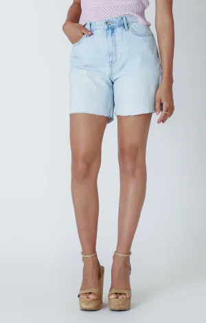 Frayed Hem Denim Shorts | Light Blue Wash