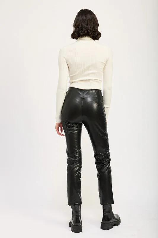 Full Lace Up PU Vegan Leather Pants