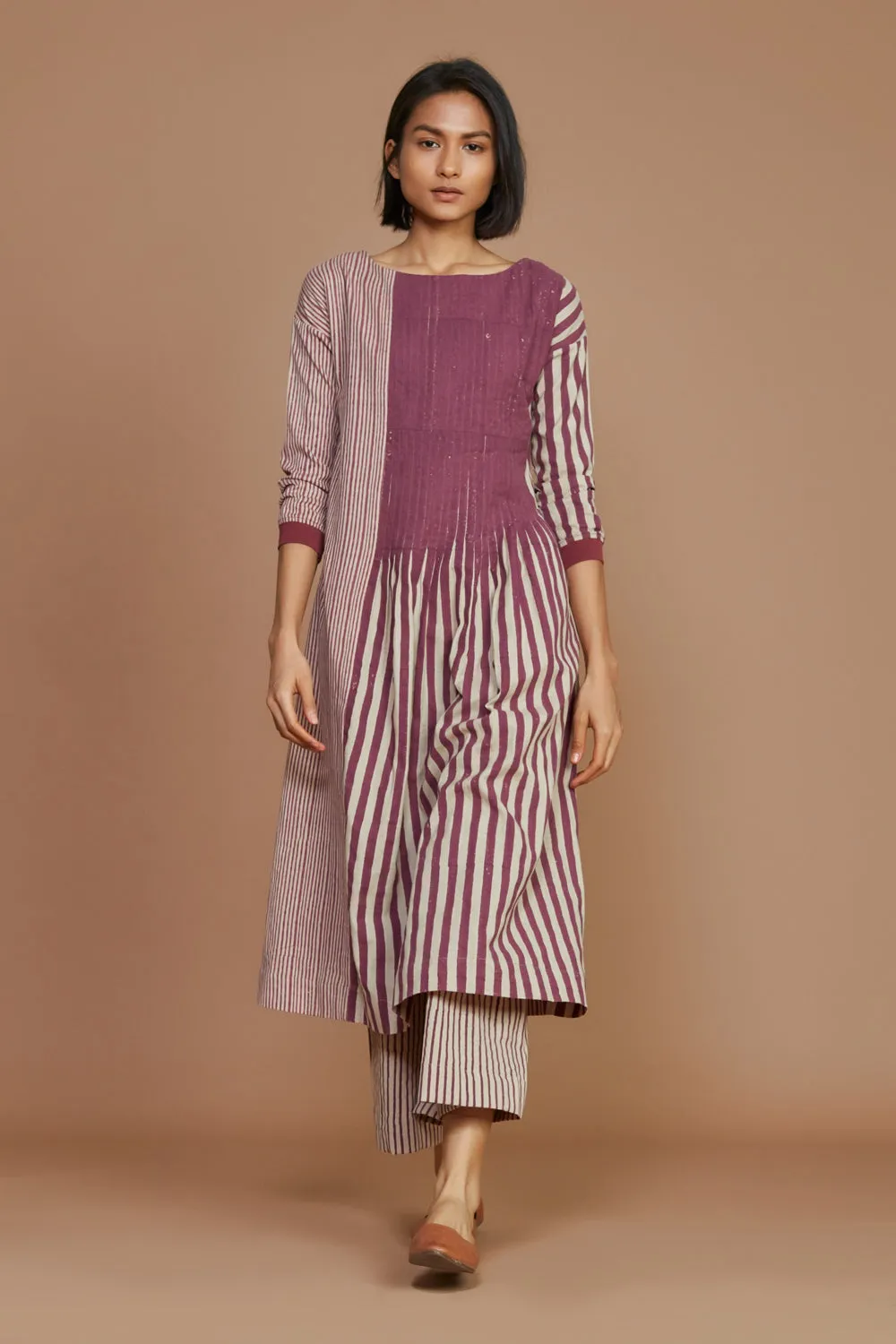 Ivory With Mauve Striped Re Pants