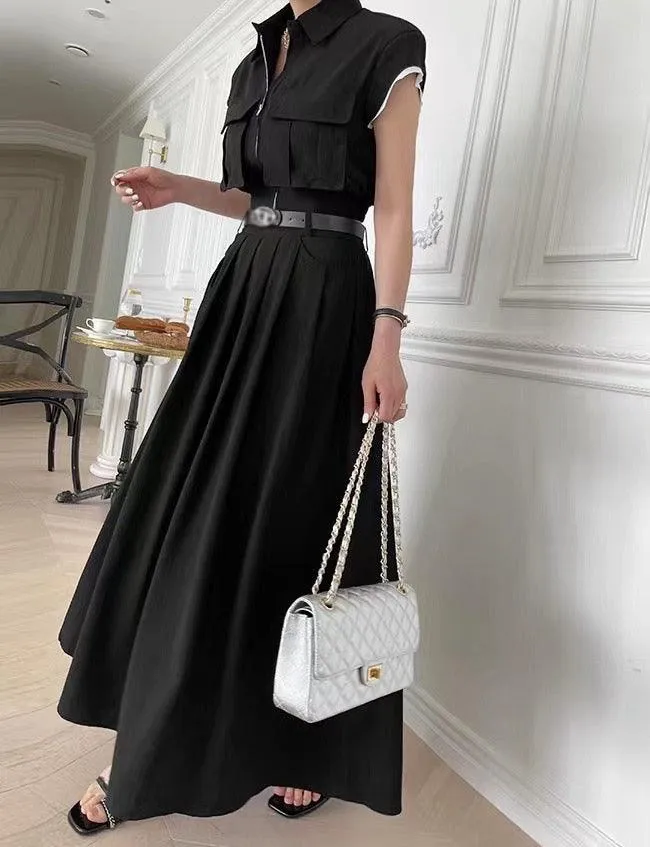 Ladies Lapel Wide Leg Top and  Pants 2PCS Set SKST393