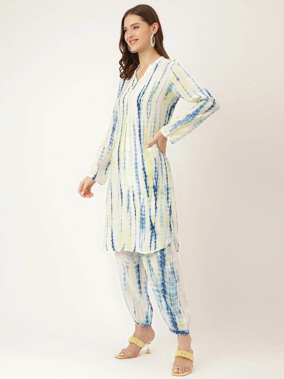 Light Blue Tie Dye Muslin Co Ord Set