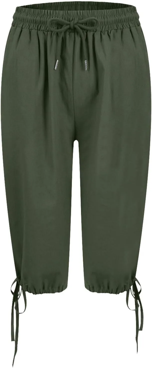 Linen Drawstring Pants for Women Lightweight Shorts High Waisted Casual Summer Drawstring Beach Vacation Outfit