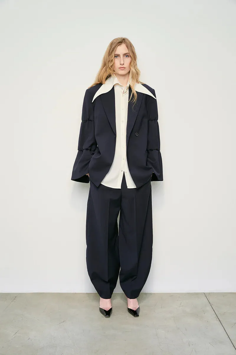 MEIMEIJ Navy Carrot Style Trousers