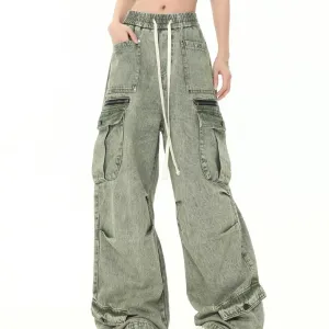 Men's And Women's Same Style American-style Distressed Heavy Industry Straight Leisure Cargo Jeans