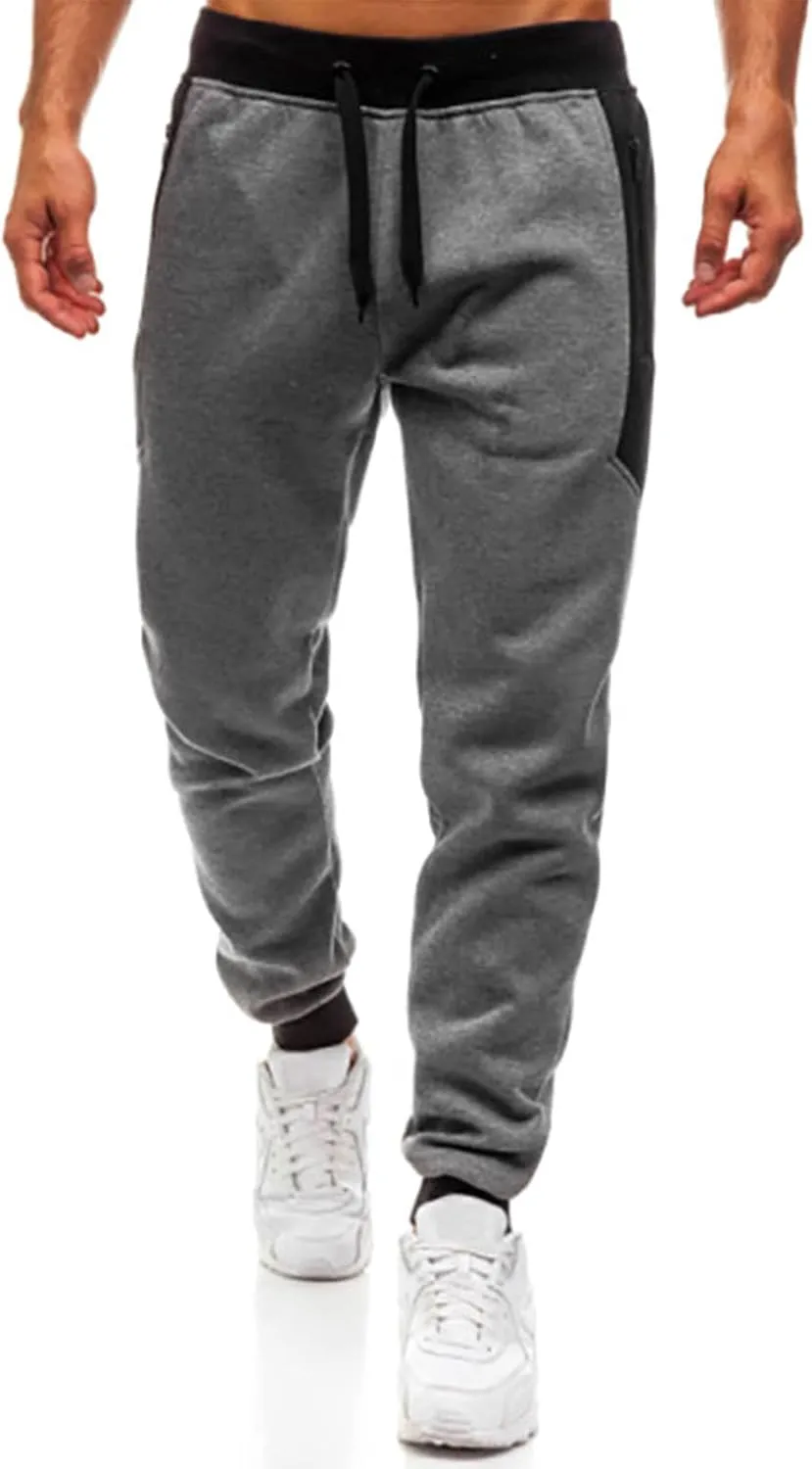 Mens Workout Cargo Sweatpants Casual Multi-Pockets Jogger Pants Streetwear Hiking Pants with Drawstring Men's Casual