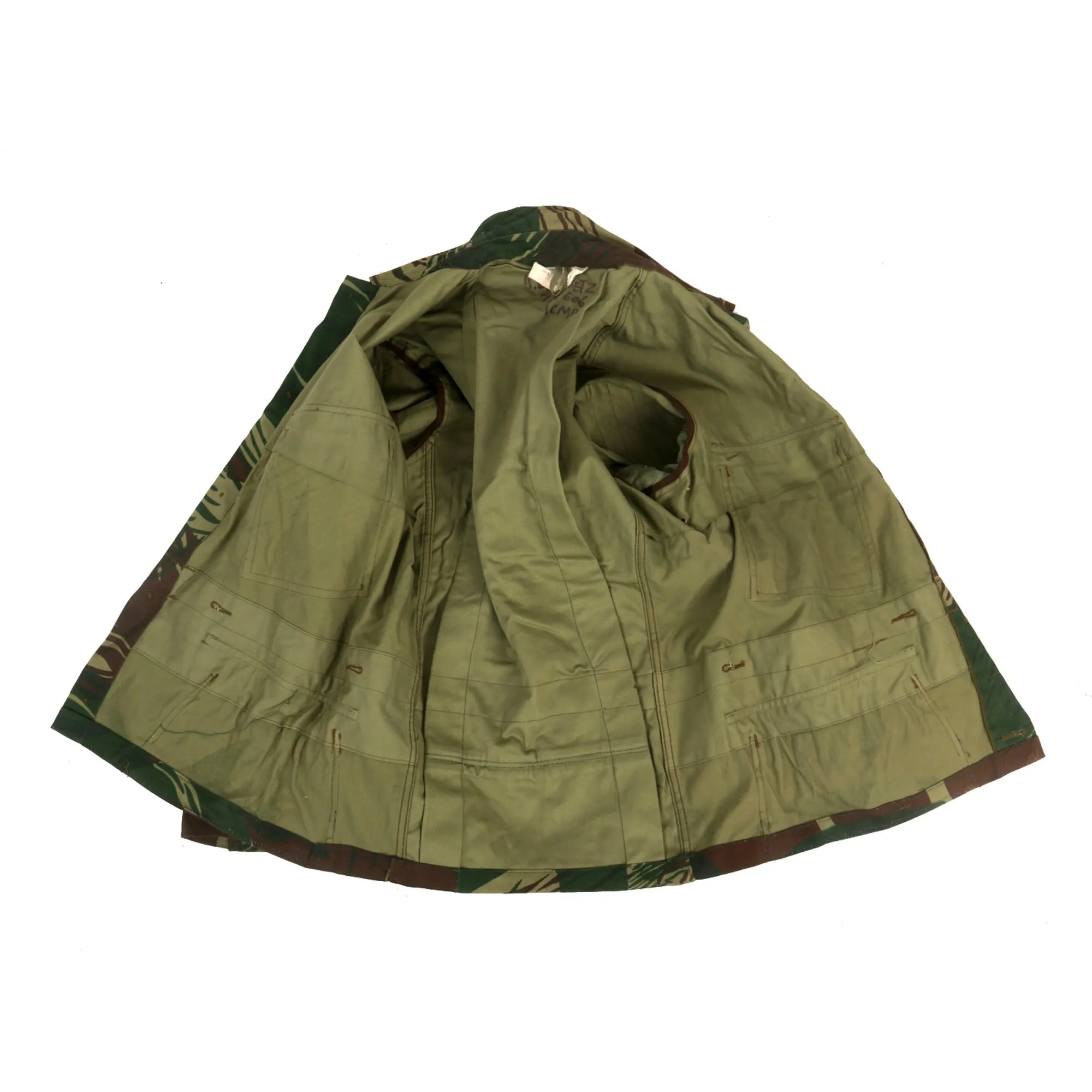 Original Rhodesian Bush War Era Named Rhodesian Brushstroke Camouflage Pattern Uniform Set Dated 1973 - “K. Von Goetz”