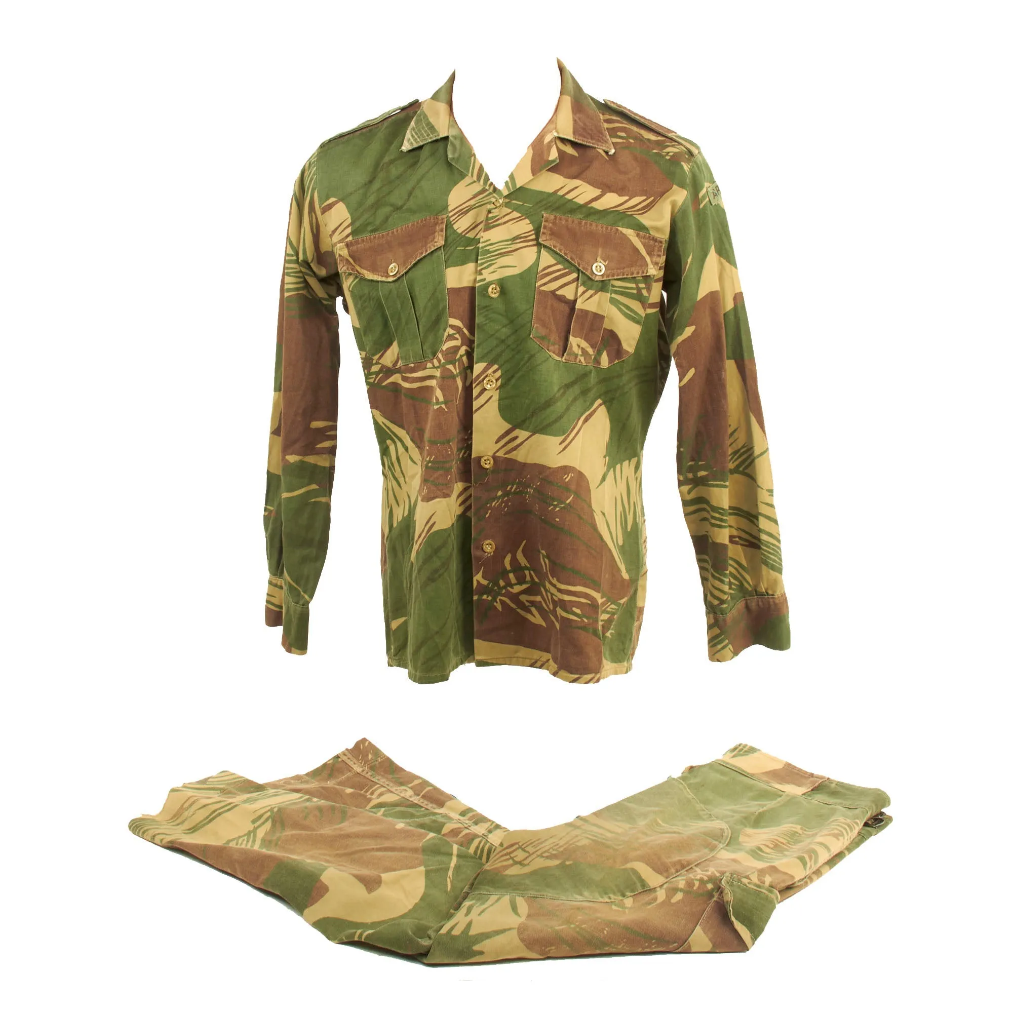 Original Rhodesian Bush War Era Rhodesian Brushstroke Camouflage Pattern Uniform Set by Statesman