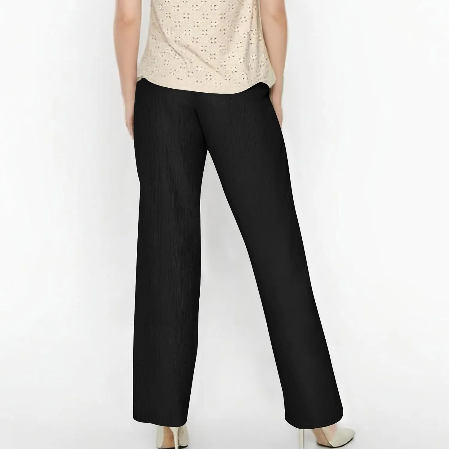 Summer Casual Pants for Women Linen Lightweight Wide Leg Elastic Waist Palazzo Pants Trendy Straight Outfit with Pockets