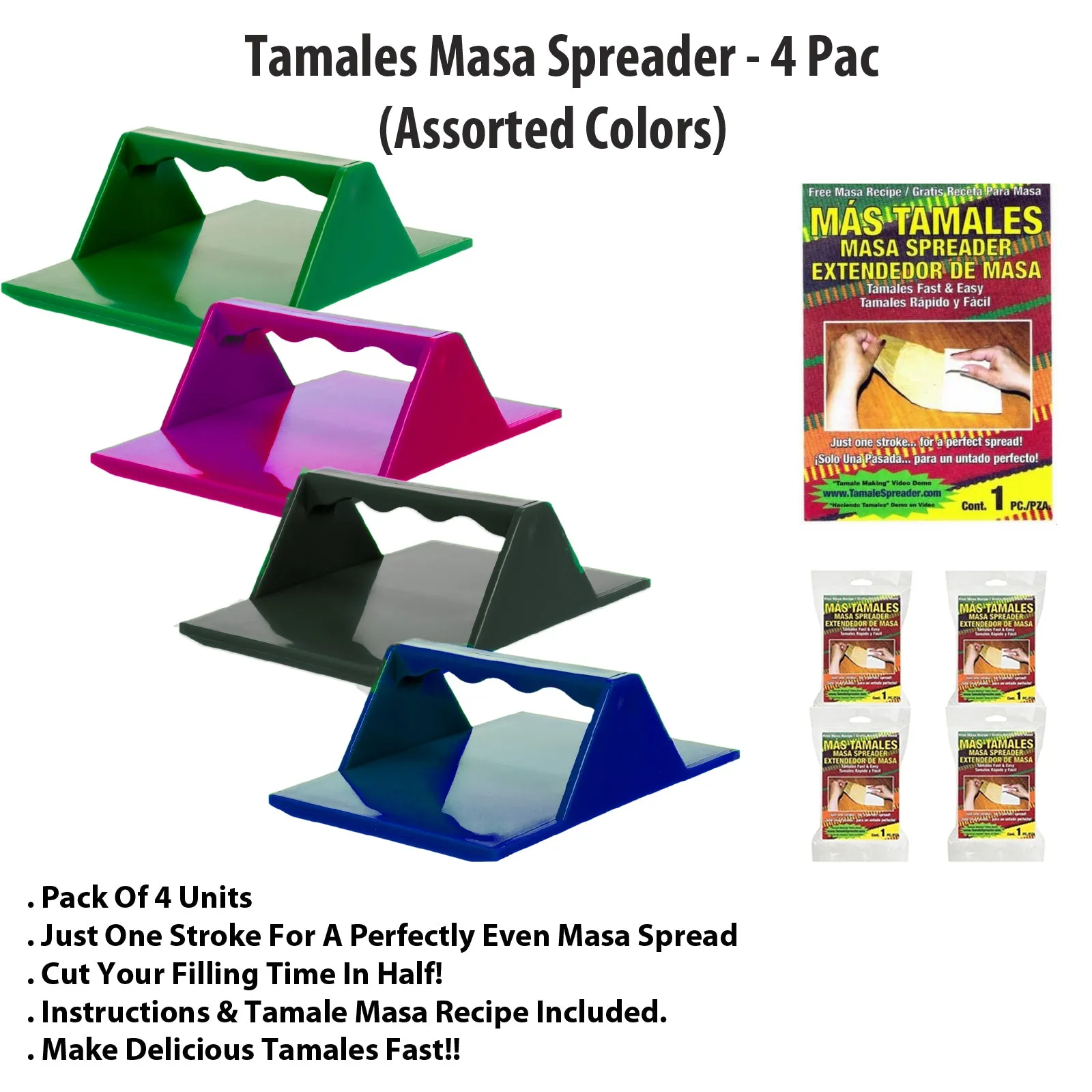 Tamales Masa Spreader - 4 Pack (Assorted Colors)