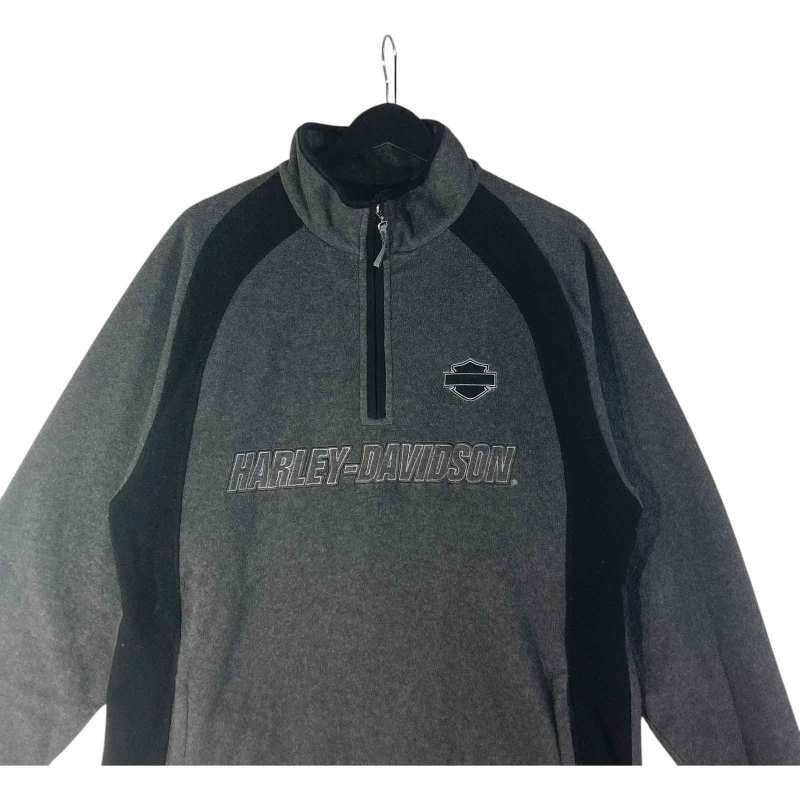 Vintage Harley Davidson 1/4 Zip Embroidered Spellout Fleece