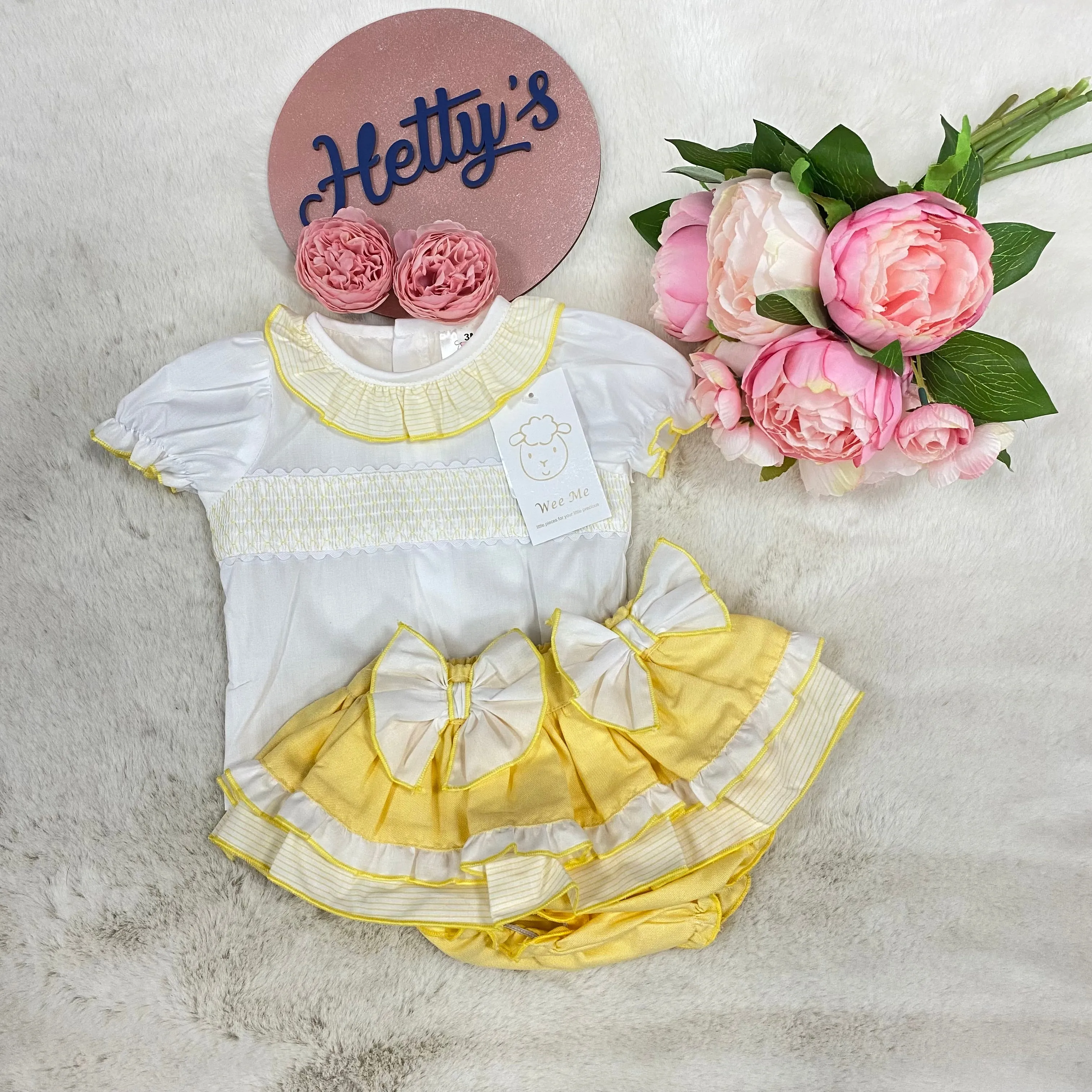 WM Smocked Shirt & Double Bow Frilly Jam Pants