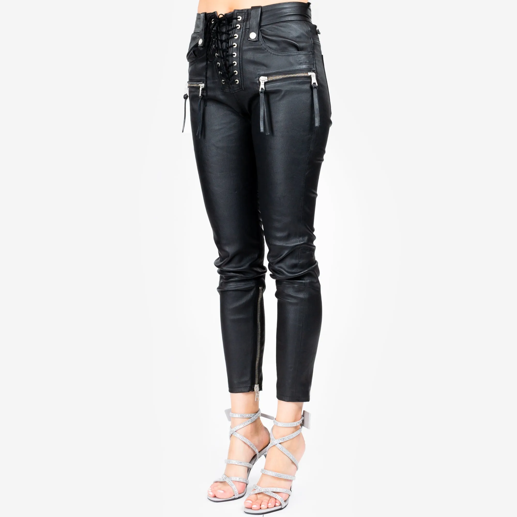 Womens Plonge Skinny Lace Up Pants